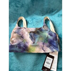 Peloton Cadent Square Neck Longline Bra 173 Abstract Watercolor Purple Blue S